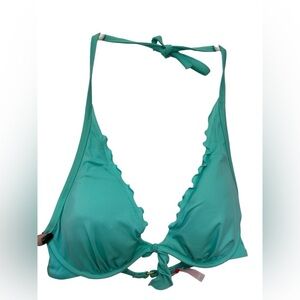 NWOT  VICTORIA'S SECRET Capri Teal Ruffle Halter Bikini Swim Top